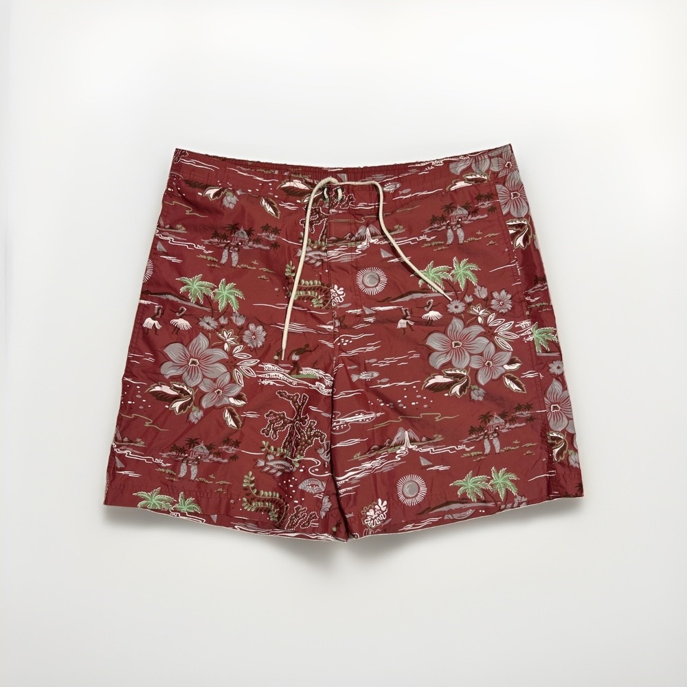 Vintage Polo Ralph Lauren Men's Swimming Trunks L Logo Hawaiian Luau Volcano